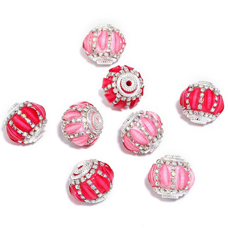 Wholesale 10pcs Princess Rhinestone Chain Lantern Drill Ball Bead Heavy Industry diy Moe Beaded Pen Mobile Phone Chain Accessories Material