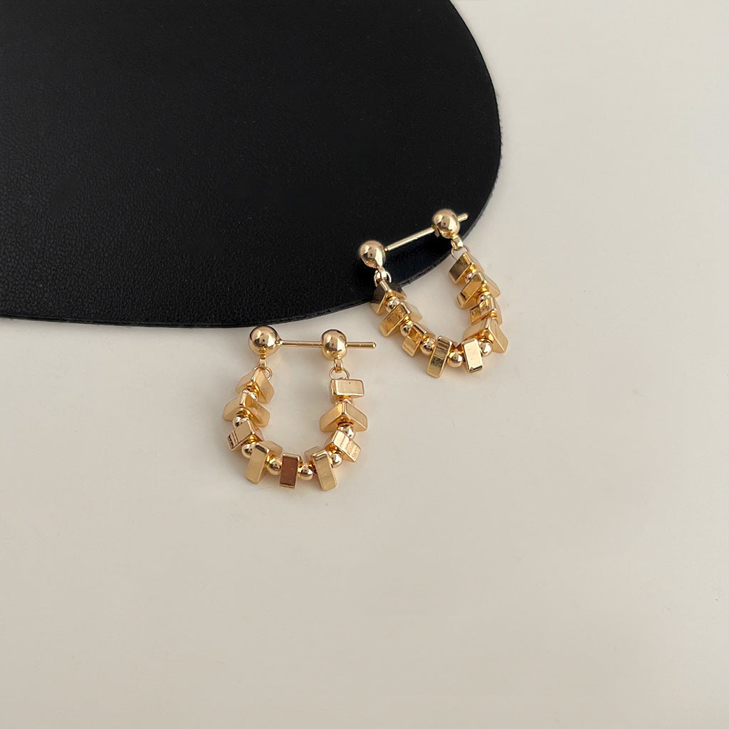 Wholesale Retro geometric metallic irregular earrings