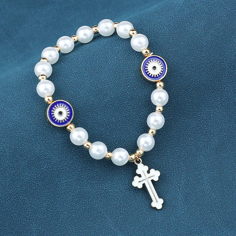 Wholesale Evil Eye Imitation Pearl Women's Prayer Bead Bracelet