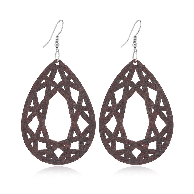 Pendientes de madera huecos geométricos al por mayor