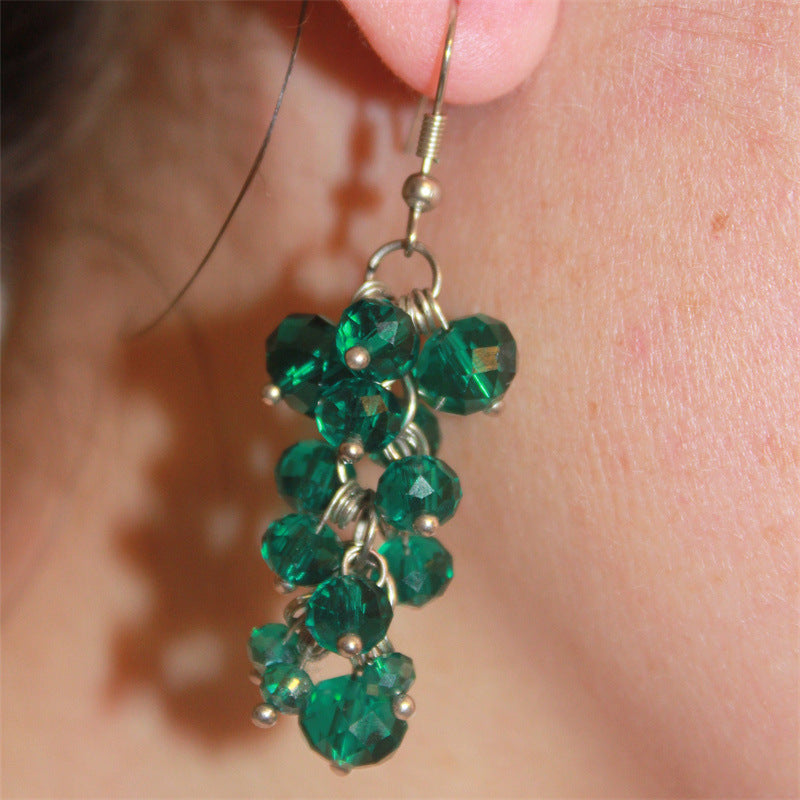 Wholesale Exaggerated Beaded Long Simple Stained Glass Temperament Earrings