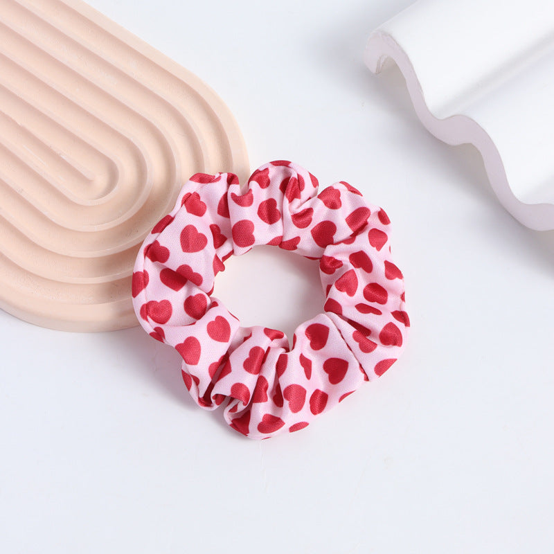 Wholesale 5pcs Pink Love Flower Large Intestine Hair Scrunchies