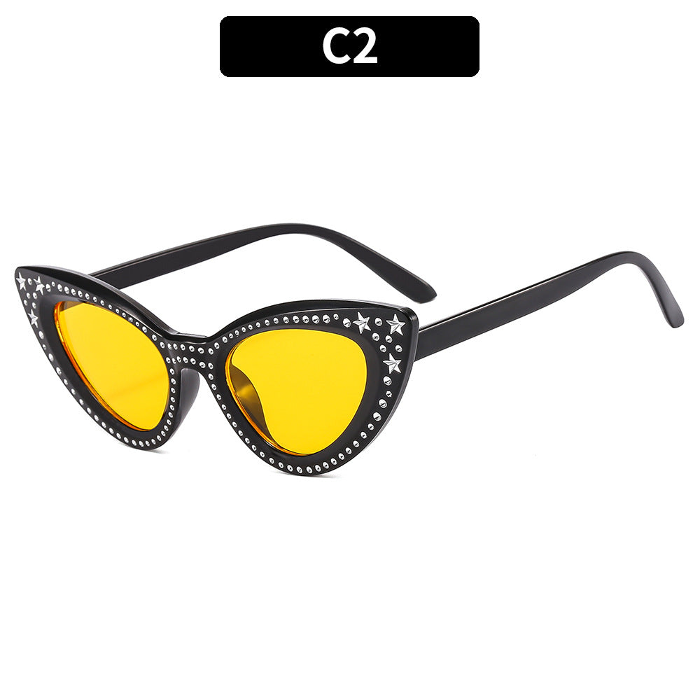 Wholesale Cat Eye Diamond PC Sunglasses