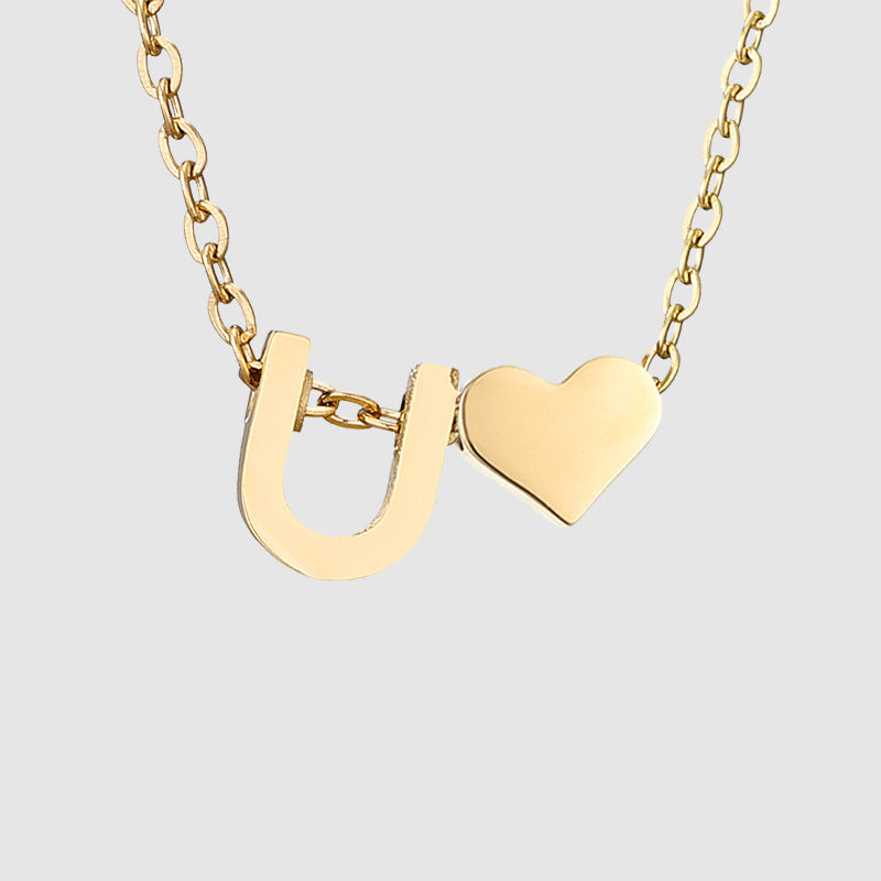 Wholesale Heart Letter Pendant Gold Plated Necklaces