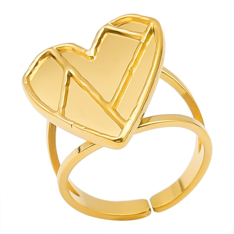 Wholesale Valentine's Day Geometric Pattern Heart-shaped Stainless Steel Rings
