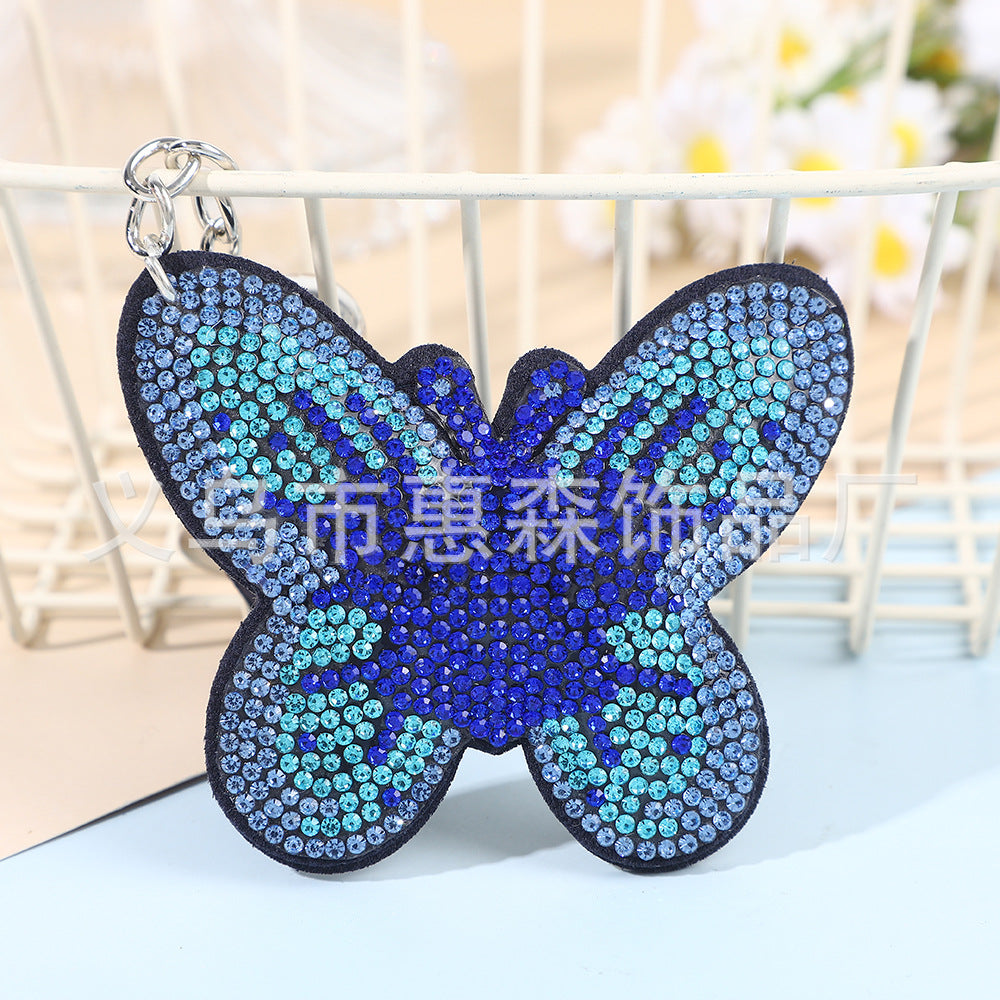 Wholesale 4pcs Creative  Color Diamond-encrusted Butterfly Keychain
