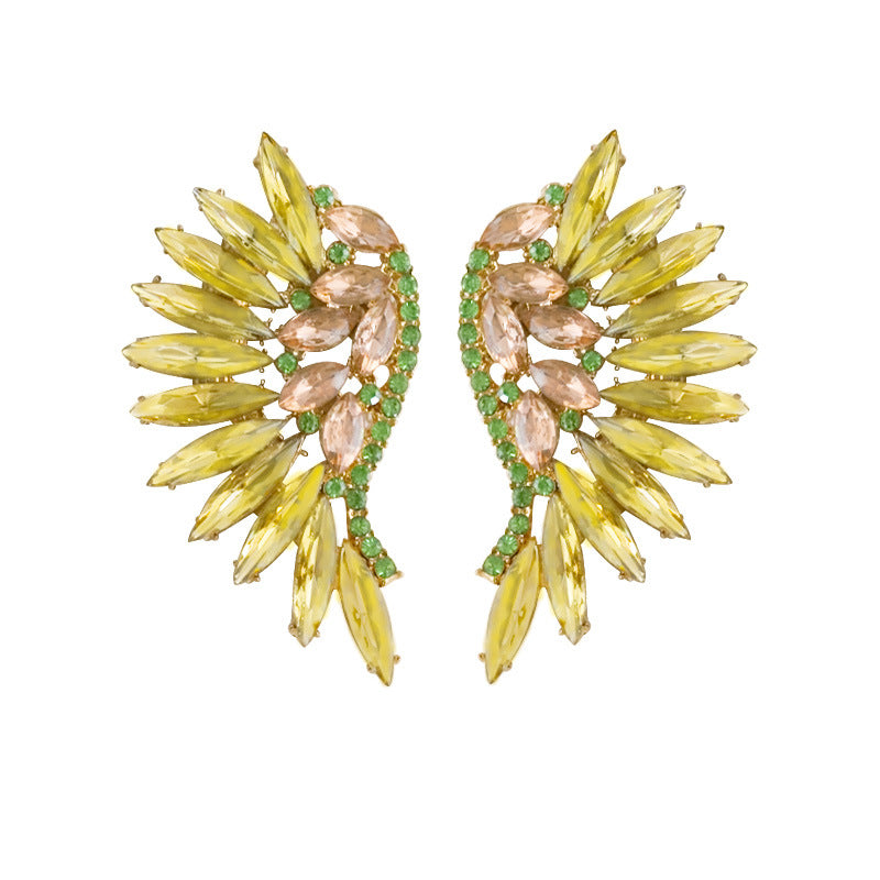 Wholesale Vintage Super Sparkling Diamond Wing Earrings