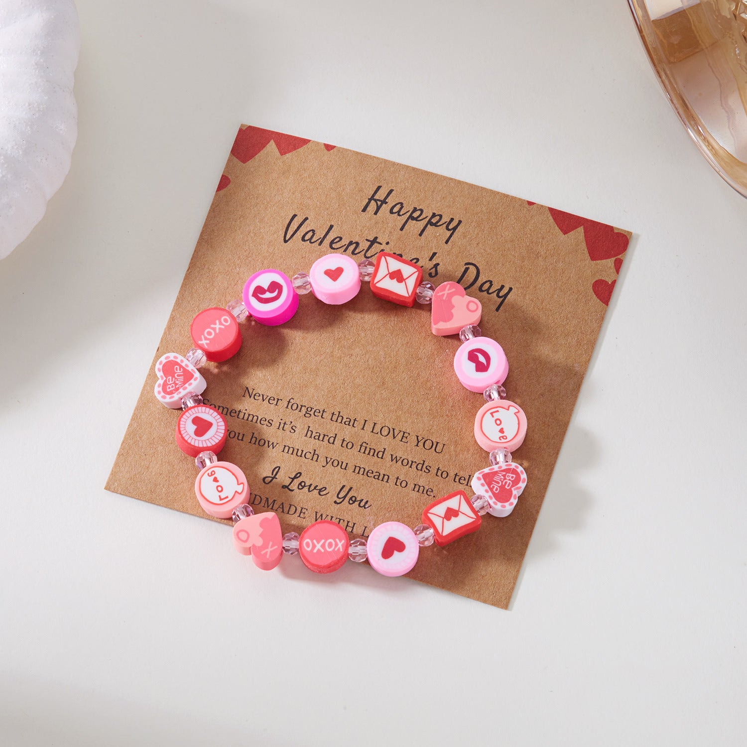 Wholesale Valentine' s Day Bohemian Love clay bead bracelet