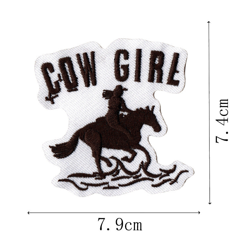 Wholesale Western Cowboy Embroidered Jacket Decoration, Steed Pistol Embroidered Badge, Embroidered Label Patch FS