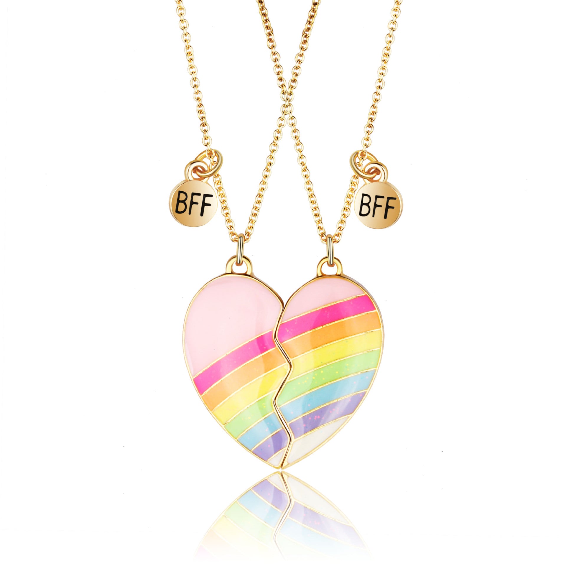 Wholesale Magnet Stone Heart Rainbow Alloy Drip Oil Necklaces