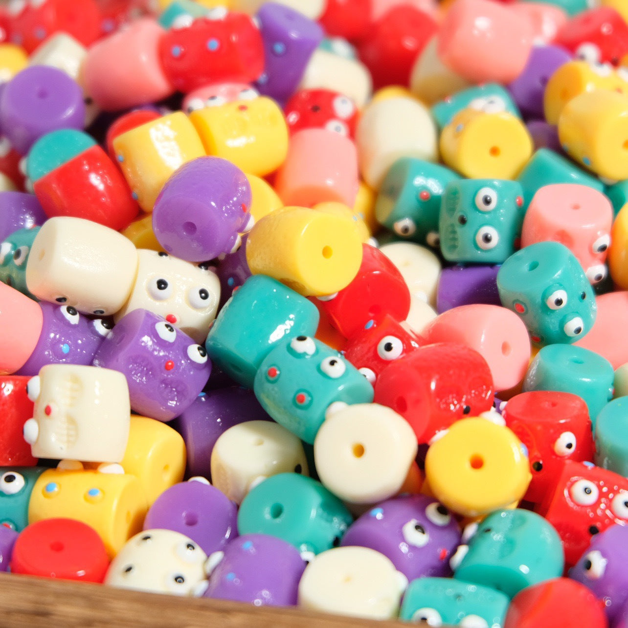 Wholesale 5pcs/pack Color Fun Little Monster Horizontal Hole Barrel Beads