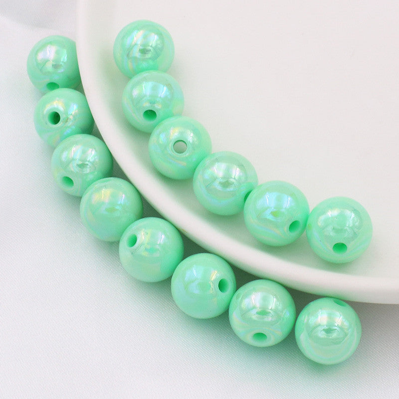 Wholesale 20pcs DIY Jewelry Accessories 14mm Acrylic AB Color Straight Hole Round Beads