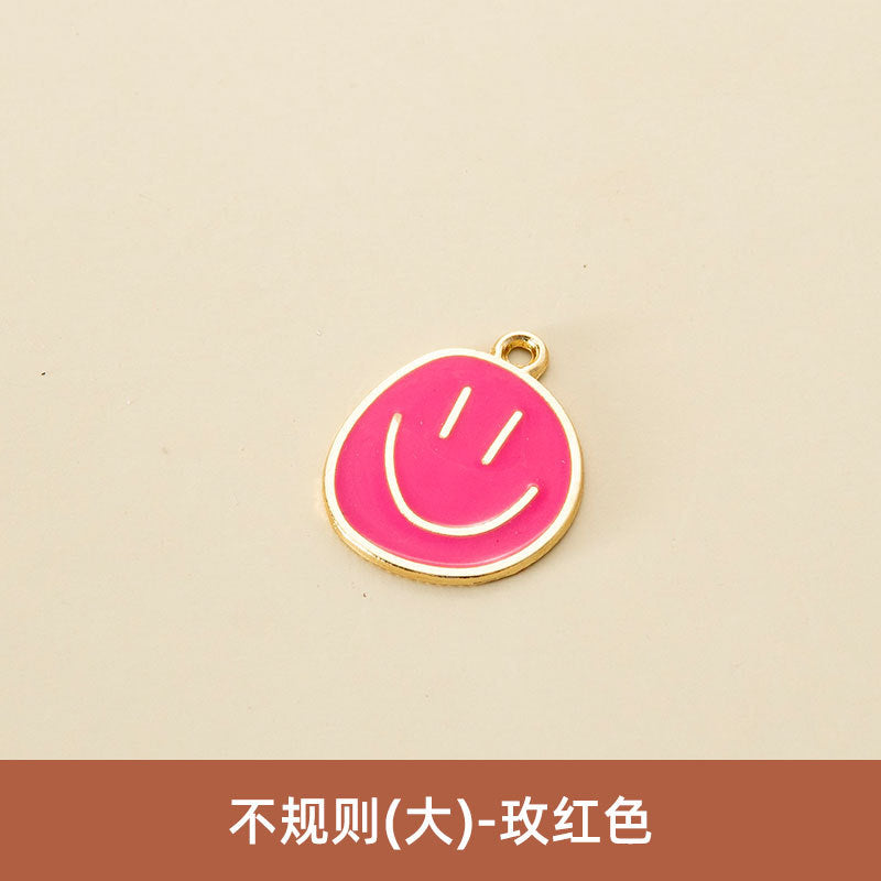 Wholesale Oil Drop Pendant Asymmetrical Funny Smiley Face Pendant Earrings Necklace Personality Pendant DIY Jewelry Accessories
