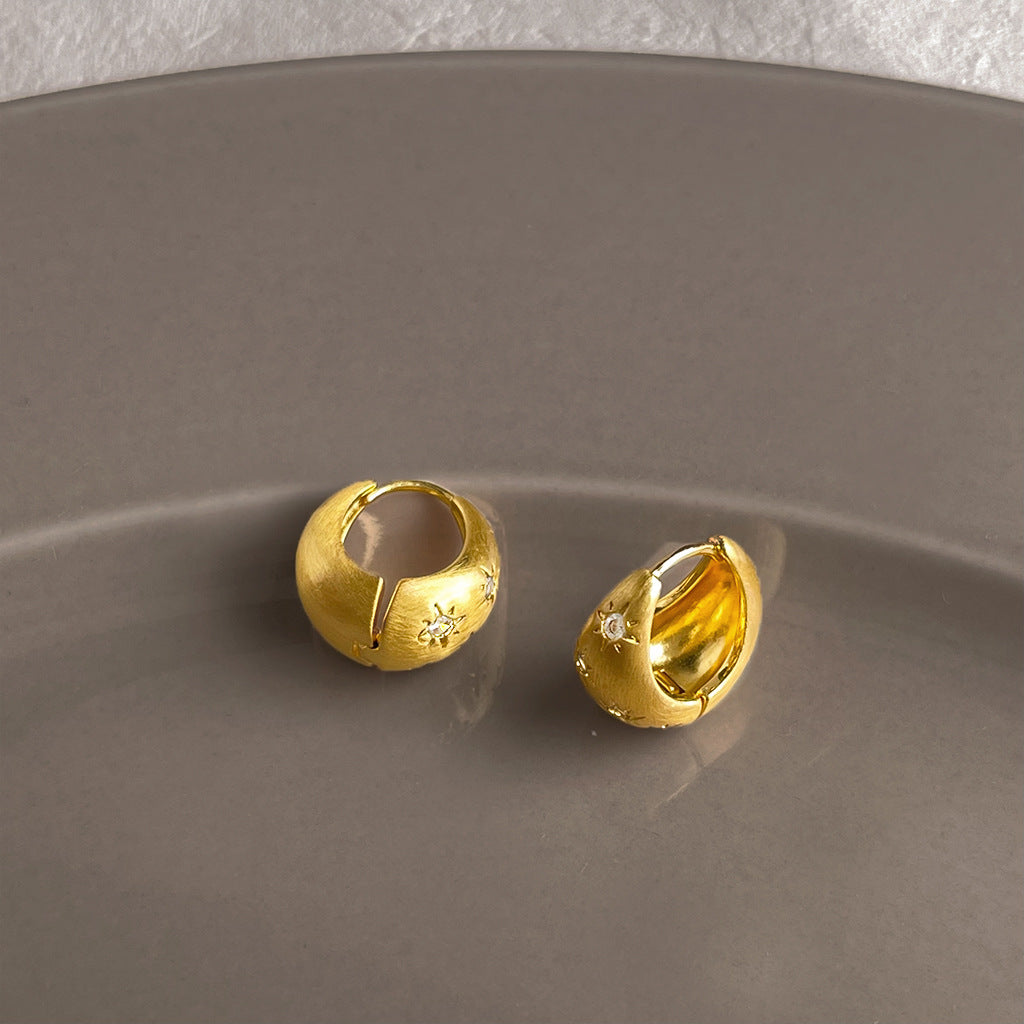 Wholesale Golden brushed frosted geometric earrings