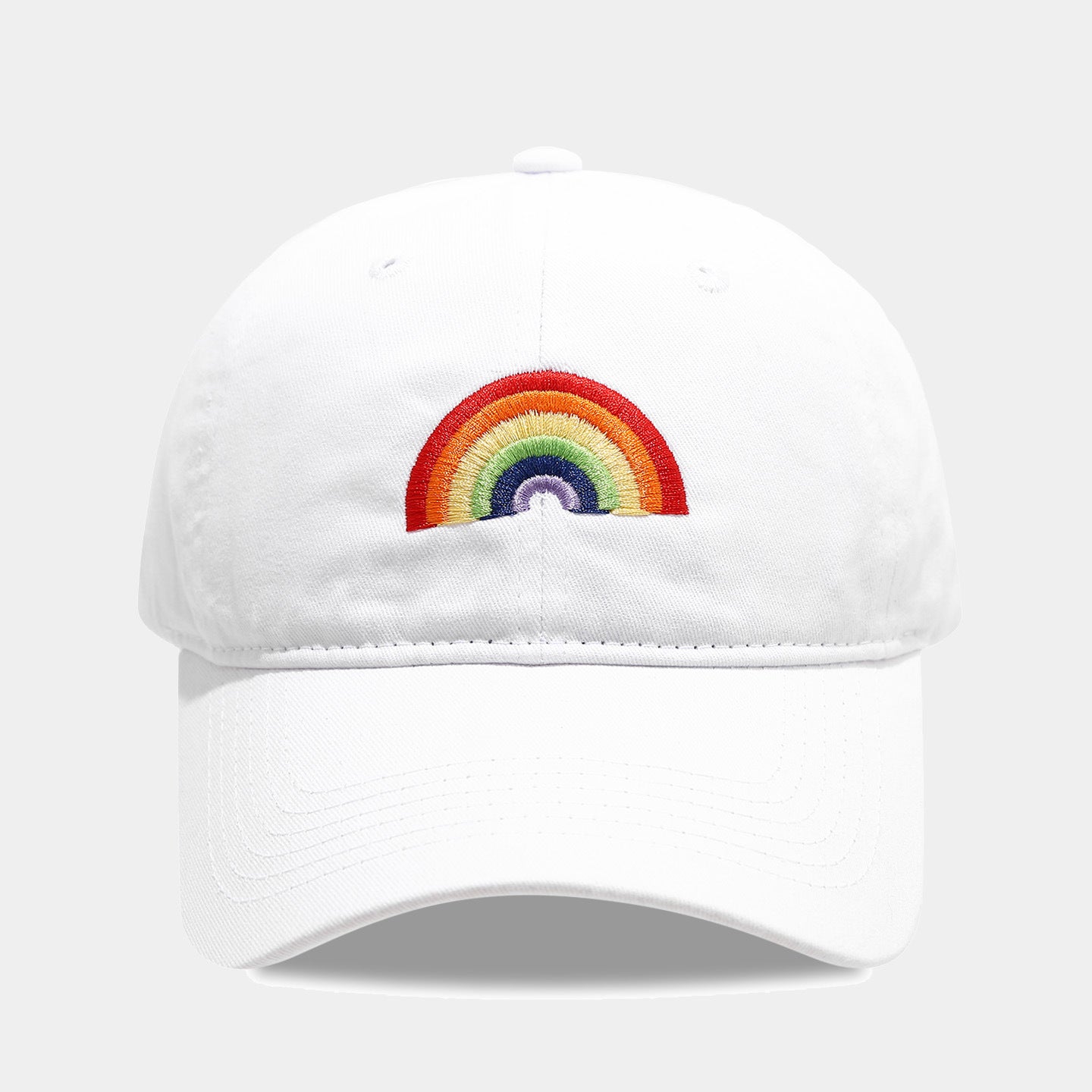 Wholesale Rainbow embroidered soft top cap for men and women