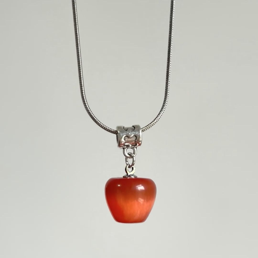 Wholesale Electroplated red green apple acrylic necklace