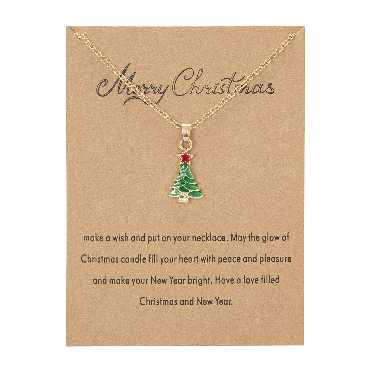 Wholesale Christmas Wish Painting Oil Paper Card Necklace