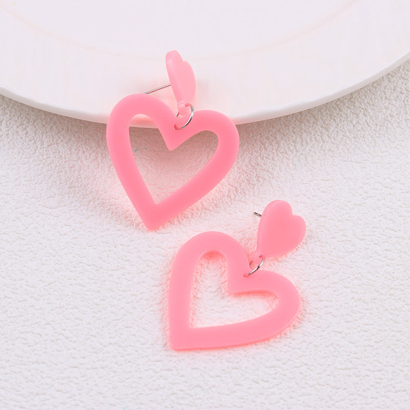 Wholesale Colorful heart-shaped big water droplets  Acrylic Earrings