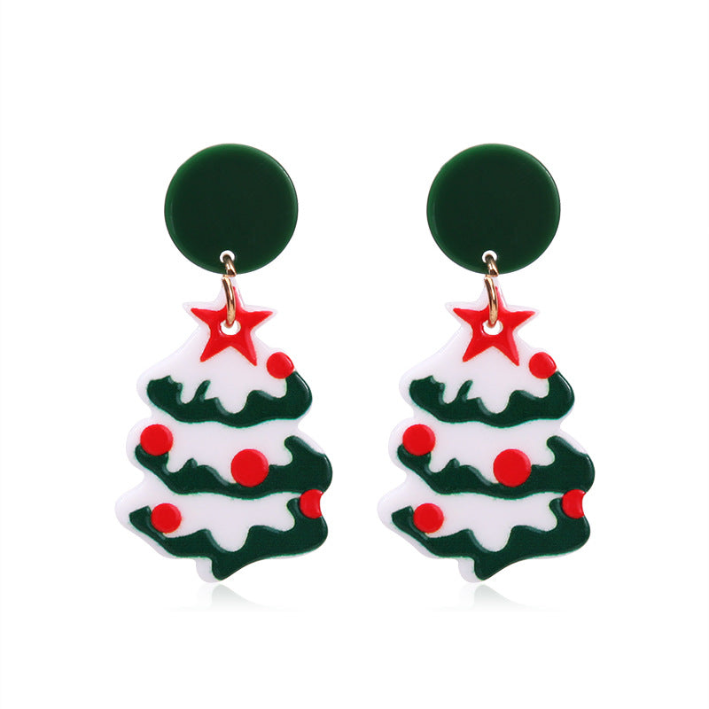 Wholesale Acrylic Christmas Earrings Festive Snowflake Snowman Wreath Design Trendy Jewelry Accessory Gift