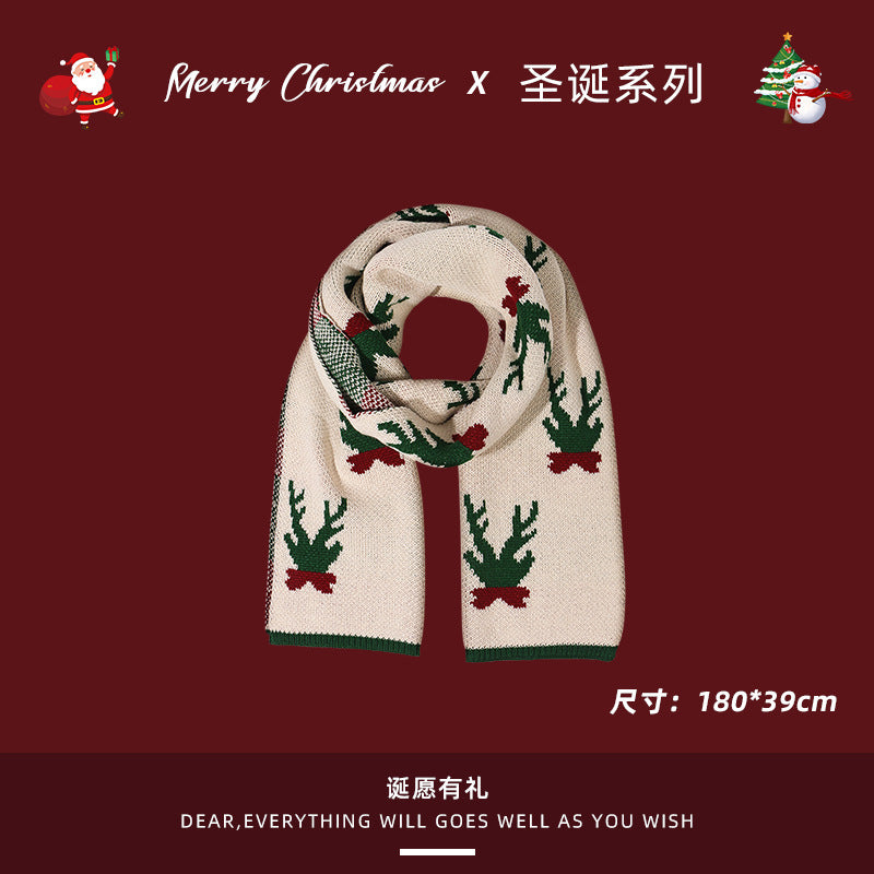 Wholesale Christmas Deer Winter Warm Plaid Scarves