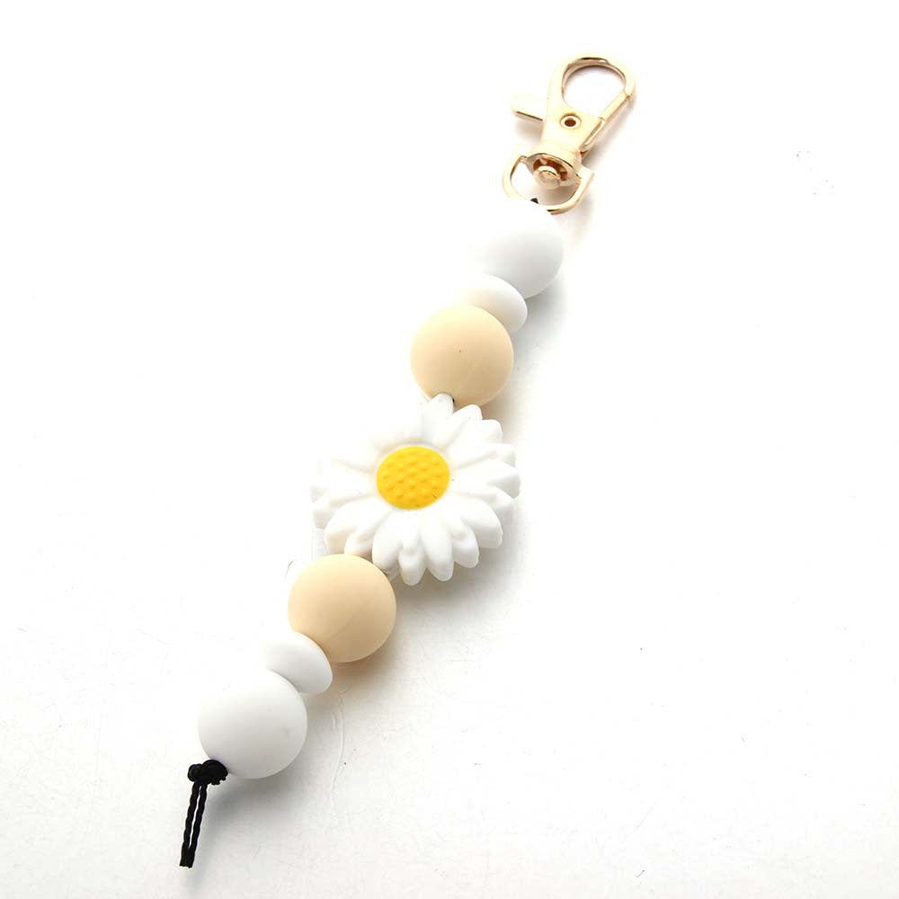 Wholesale Sunflower Tassel Silicone Bead Keychain