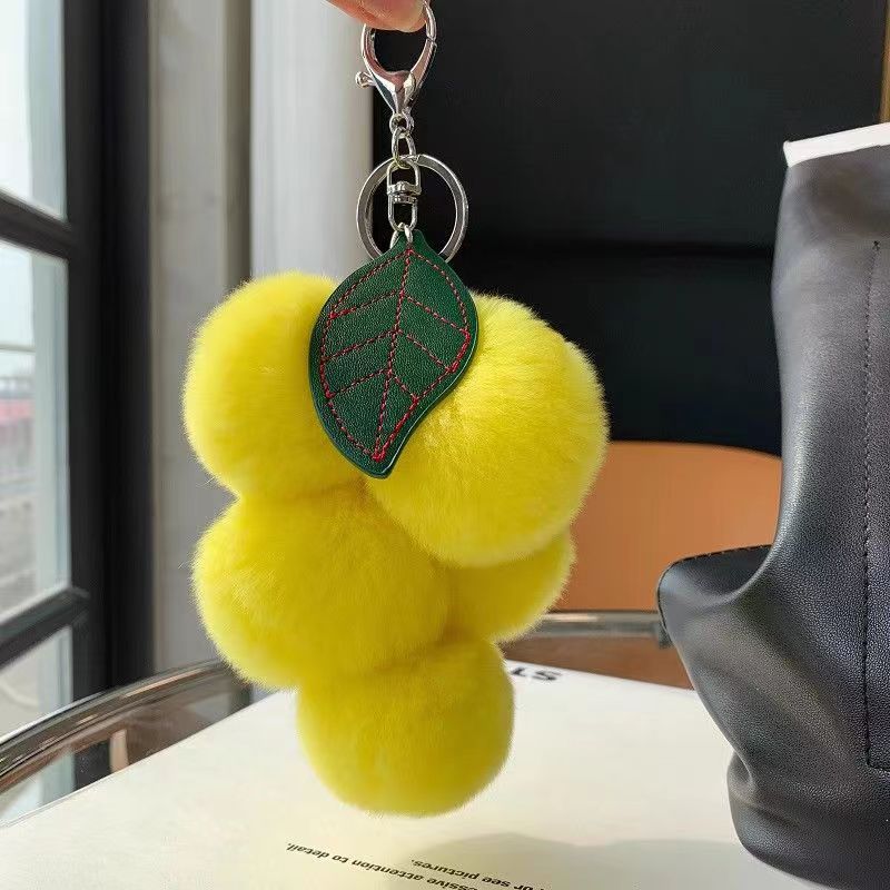 Wholesale Cute Grape Imitation Rex Rabbit Fur Plush Ball Keychain