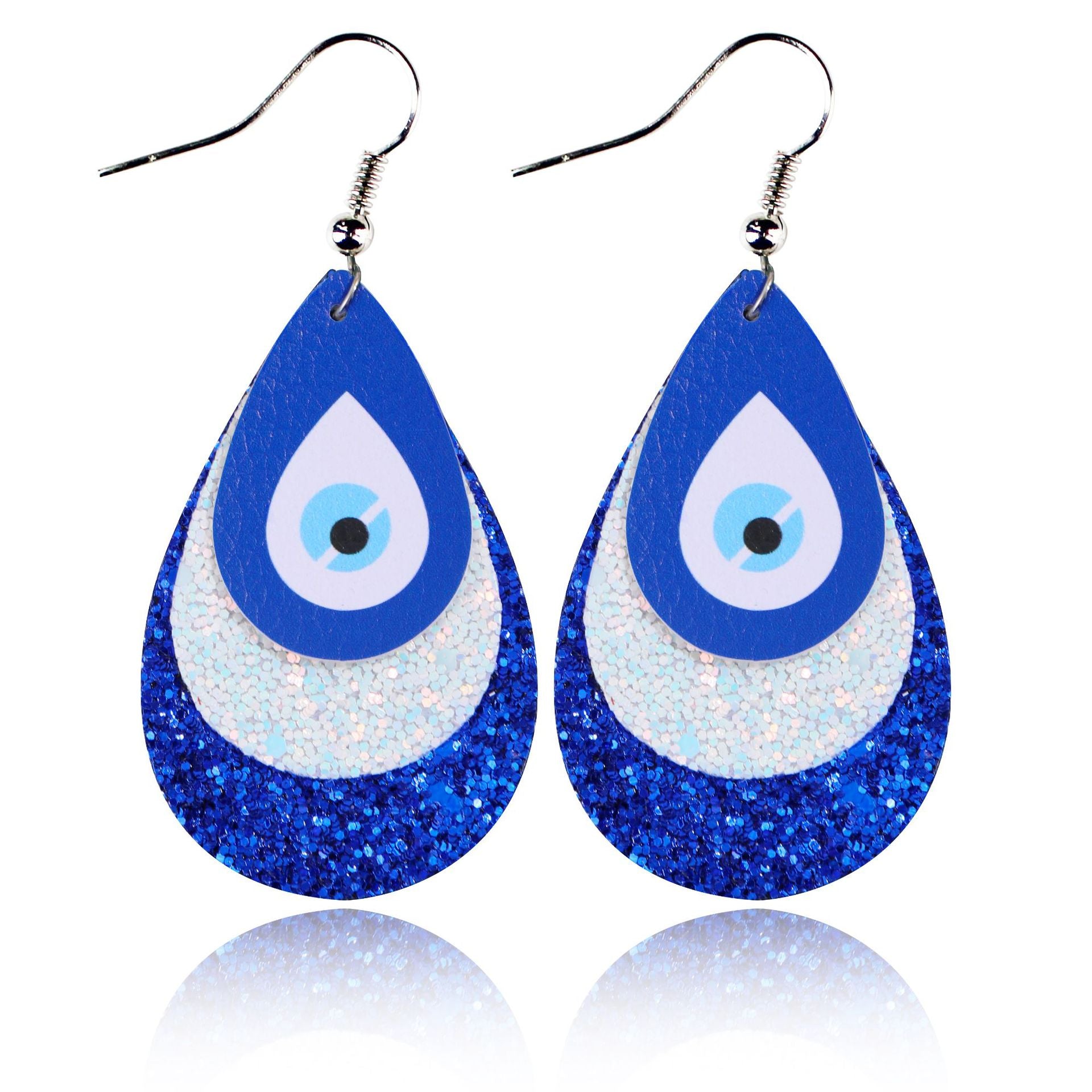 Wholesale Blue Eye Leather Earrings