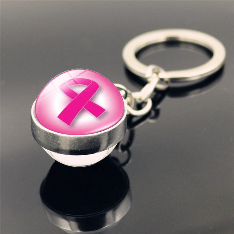 Wholesale Care Breast Cancer Vermicelli with Zinc Alloy Key Chain