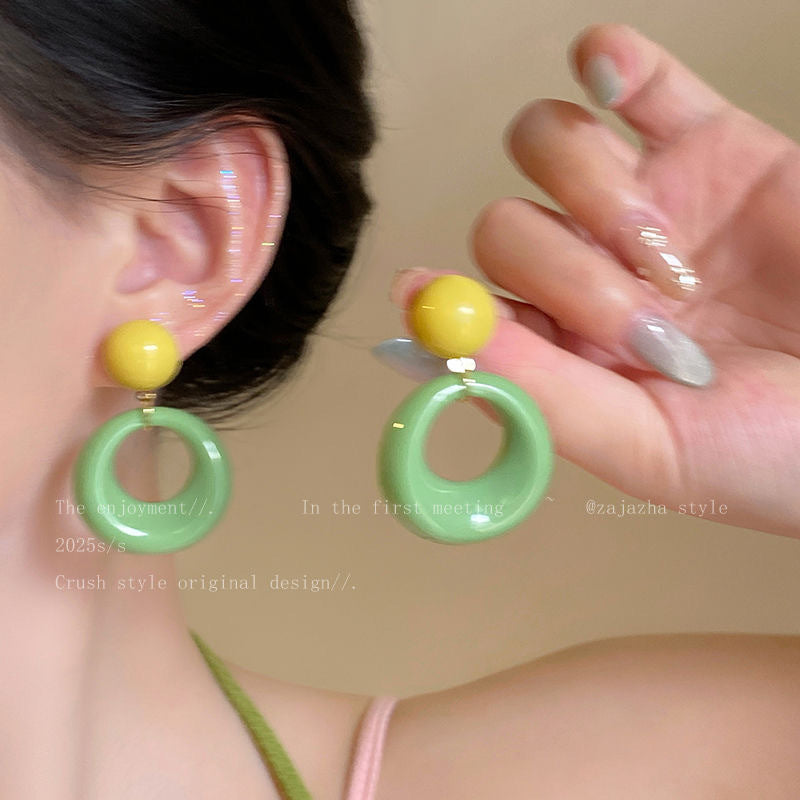 Wholesale Dopamine colorful beaded earrings