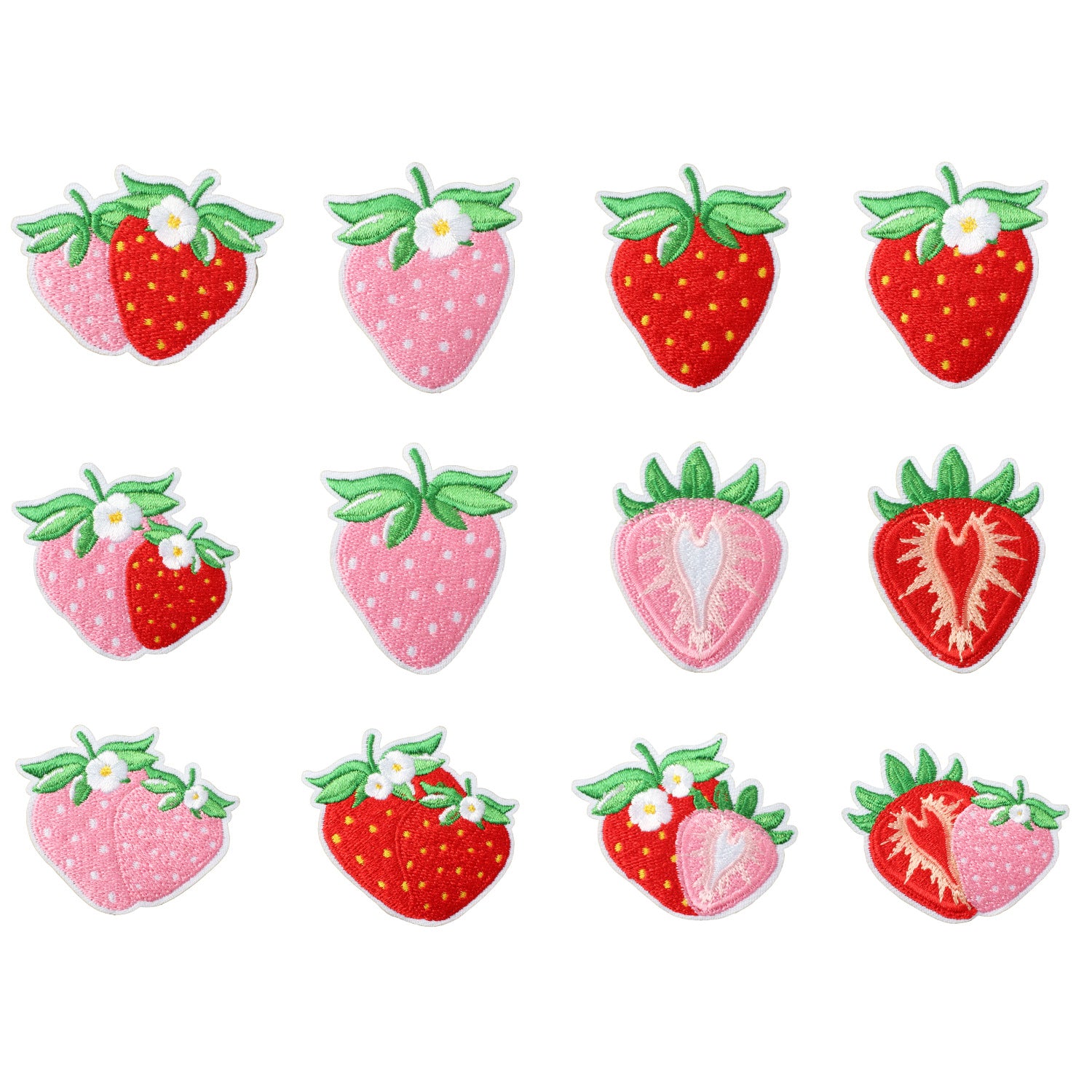 Wholesale Cream Strawberry Iron On Embroidery Patch For Kids Clothing Cute Fruit Applique Decorative Sew On DIY Craft Gift And Boutique Resale