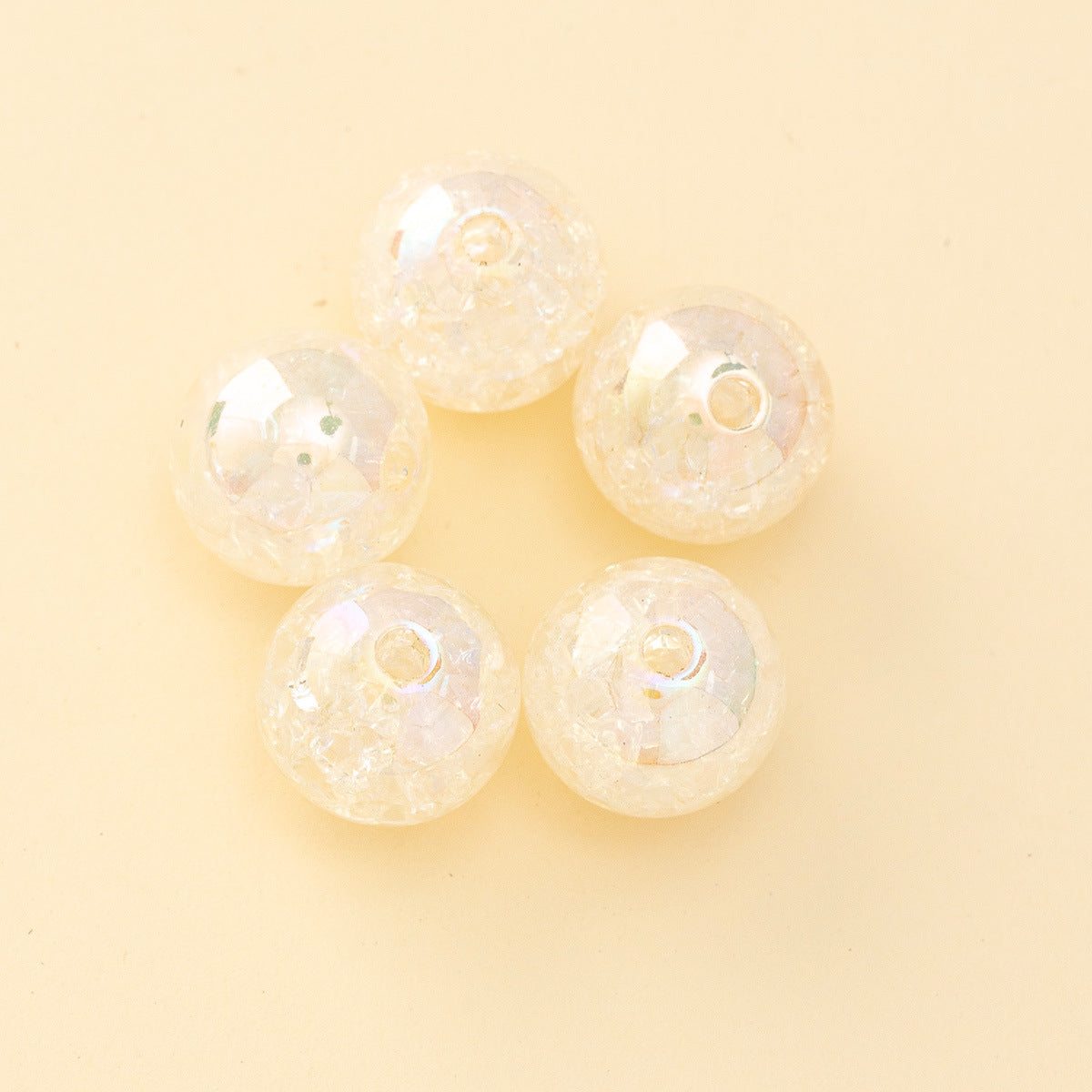Wholesale 200pcs Burst Clear Straight Hole Multicolored Aurora Round Beads