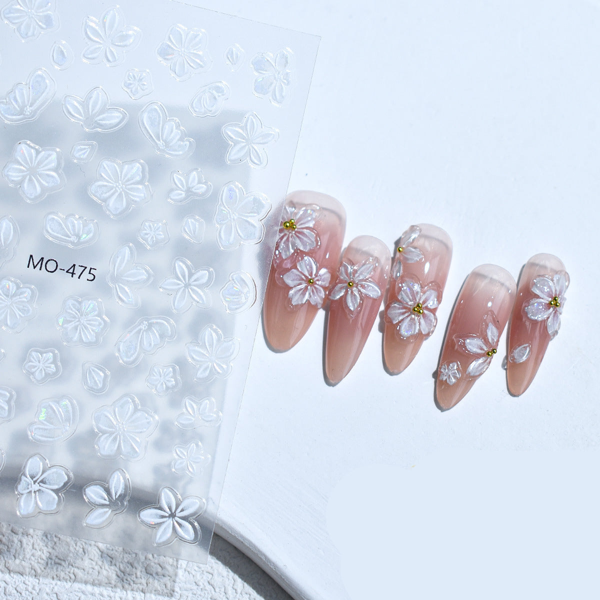 Wholesale Three-dimensional ice flower relief nail paste paper net red clear and gentle sweet five-petal flower with adhesive nail paste decoration