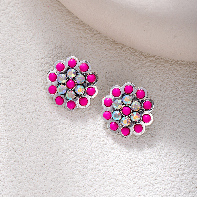 Wholesale Bohemian style turquoise flower earrings