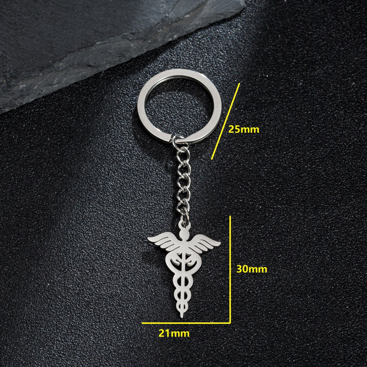 Wholesale Vintage Double Snake Staff Medical Rescue Logo Angel Wings Keychain