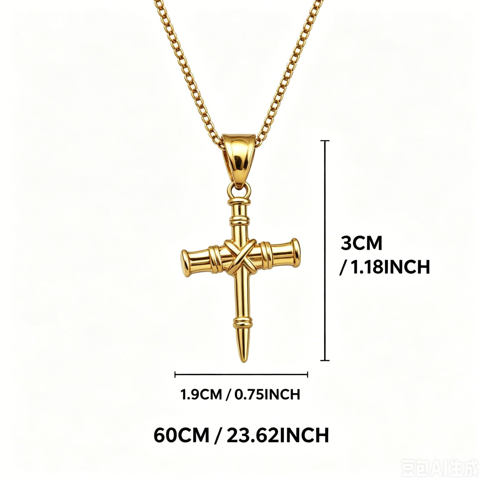 Wholesale Gold Plated Stainless Steel Knotted Nail Pendant Necklace Geometric Hip Hop Style Fashion Jewelry Accessory For Boutique Resale