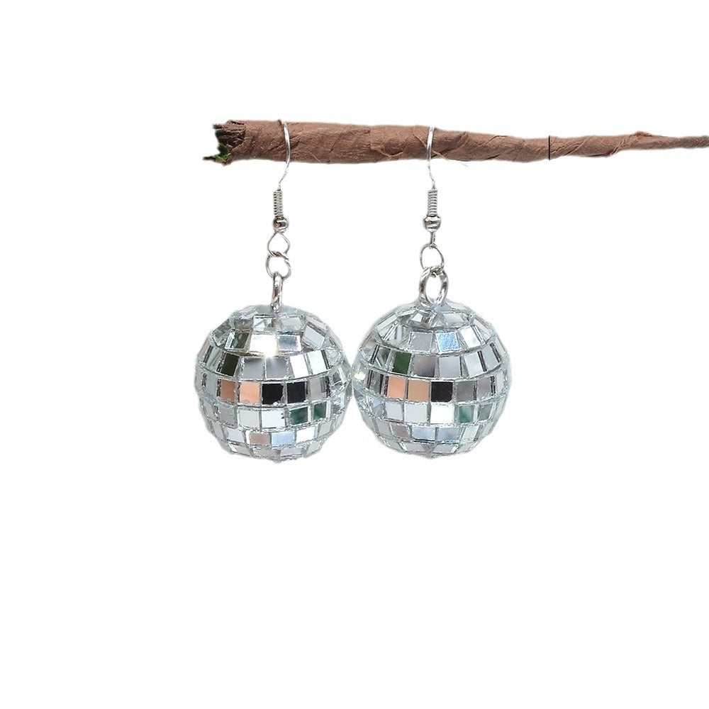 Wholesale Shaking Glowing Vintage Mirror Glass Ball Earrings