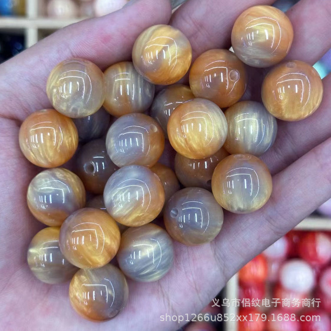 Wholesale 20PCS Pearlescent Moiré Color Gradient Straight Hole Resin Balls