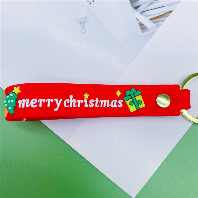 Llavero de cuerda de cuero de Navidad de 10pcs al por mayor de PVC