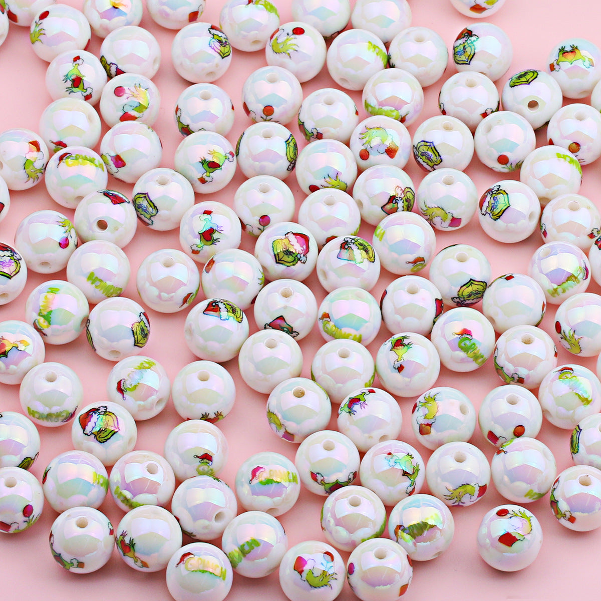 Wholesale 200pcs 16mm Color Christmas UV Plated Straight Hole Beads DIY Loose Beads