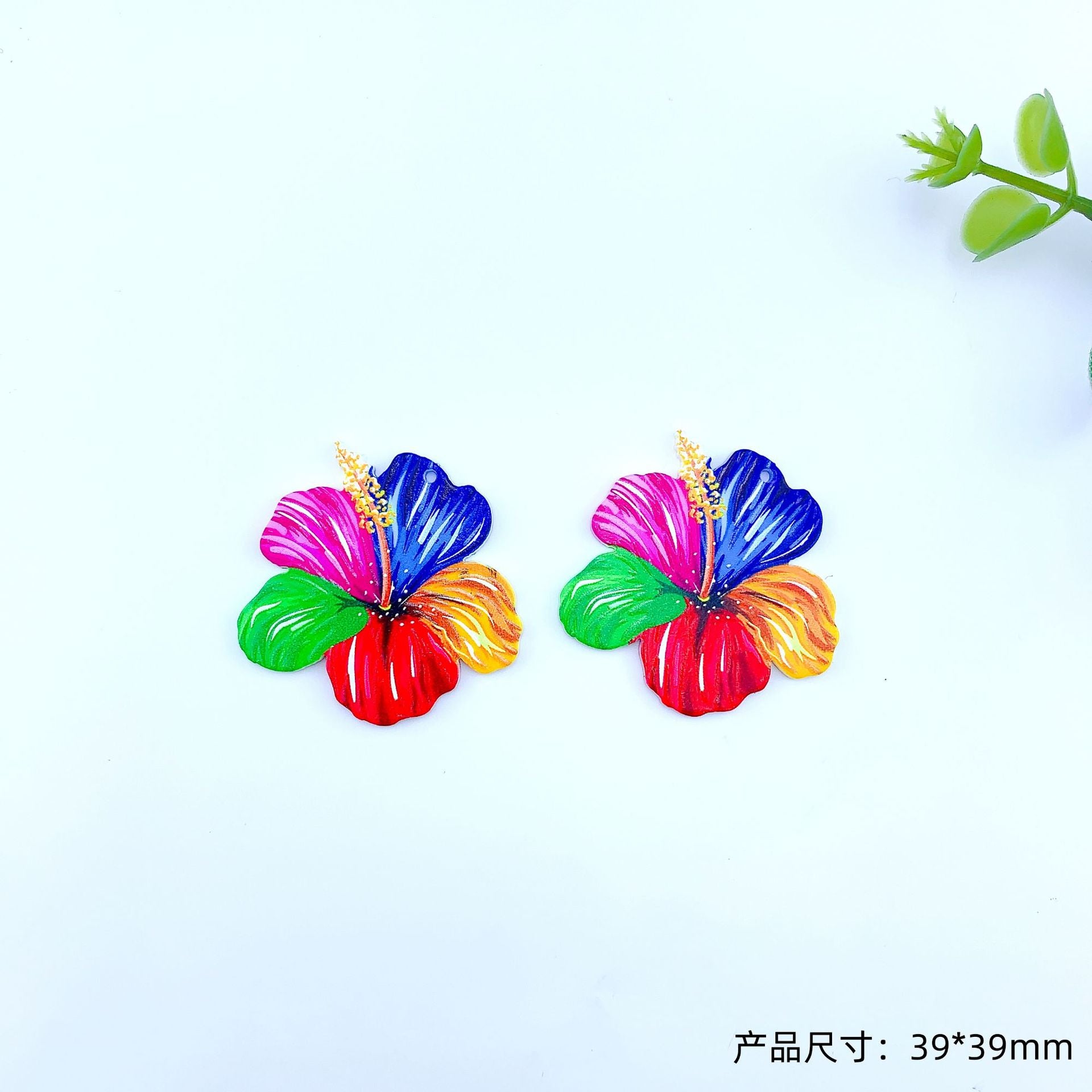 Wholesale 30pcs Small Flower Contrast Double-sided Ink Painting Handmade DIY Jewelry Accessories
