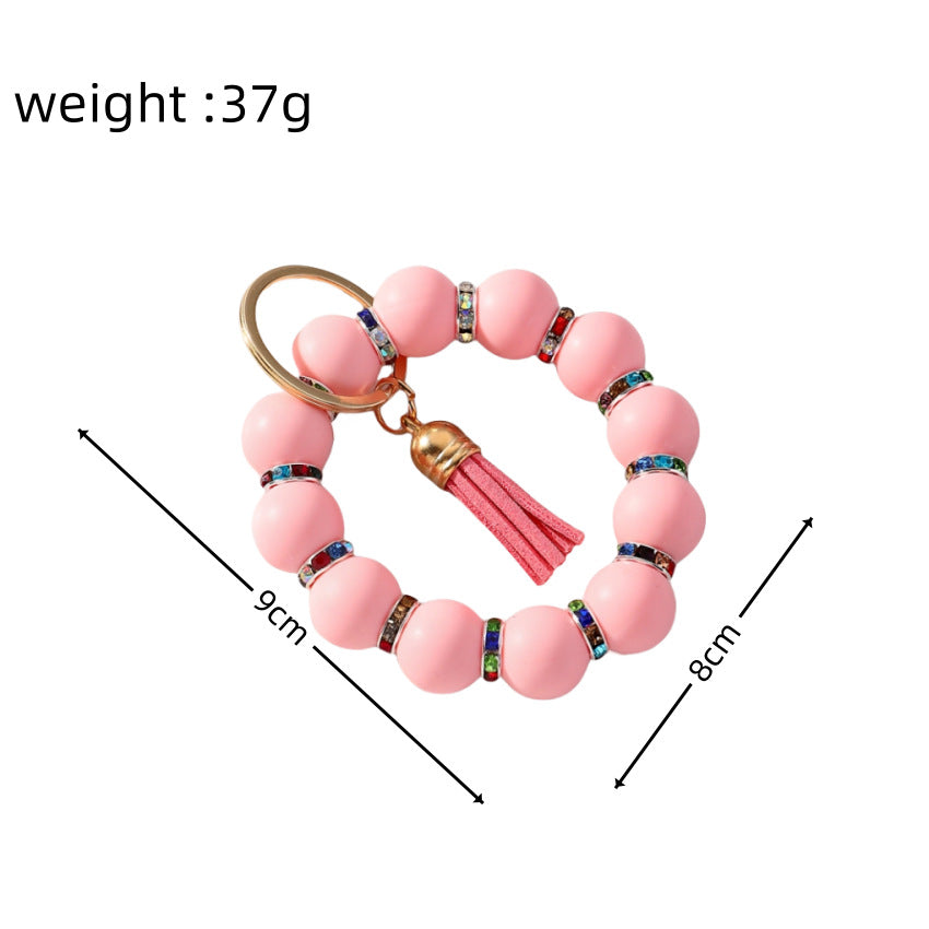 Wholesale Silicone Handmade Beaded Wrist Keychain