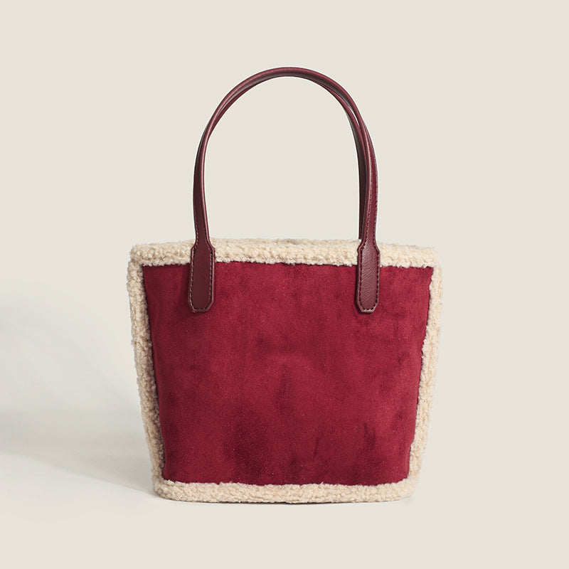 Wholesale Winter Leopard Print Plush Handbag Mother-in-law Tote Bag