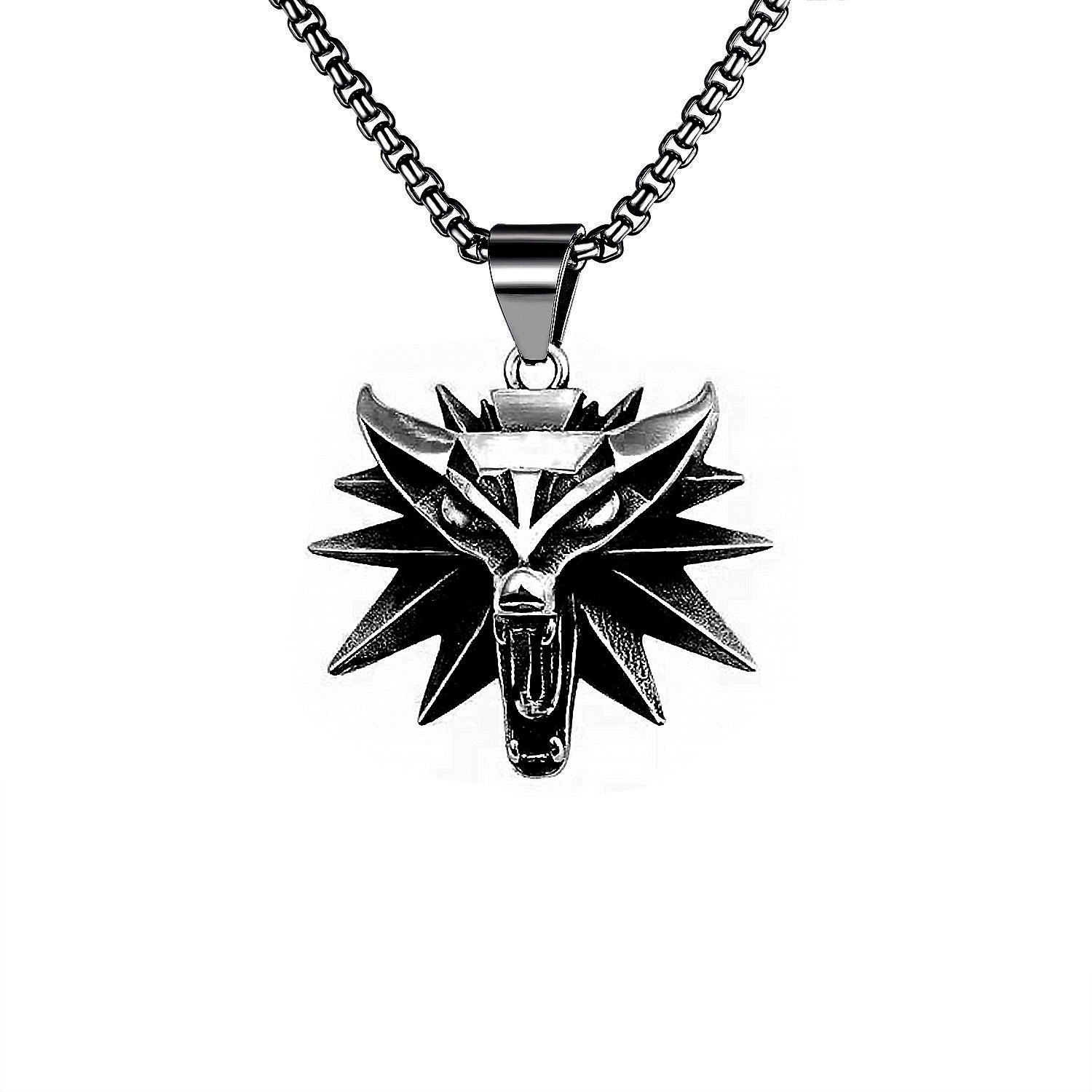 Wholesale Stainless Steel Wolf Head Men's Necklace