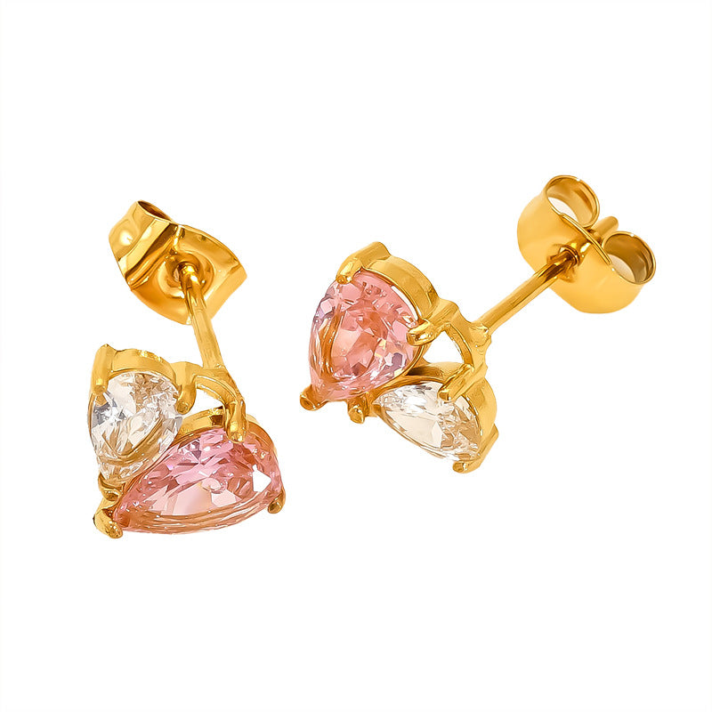 Wholesale niche inlaid zircon Stainless Steel Earrings