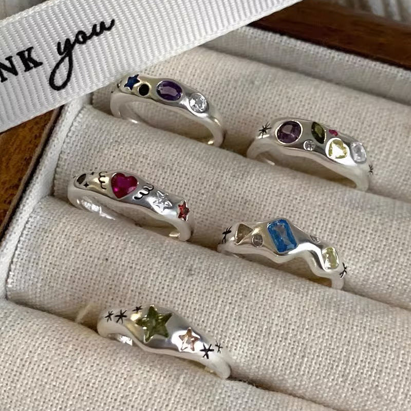 Wholesale Dopamine Love Colored Zircon Open Ring