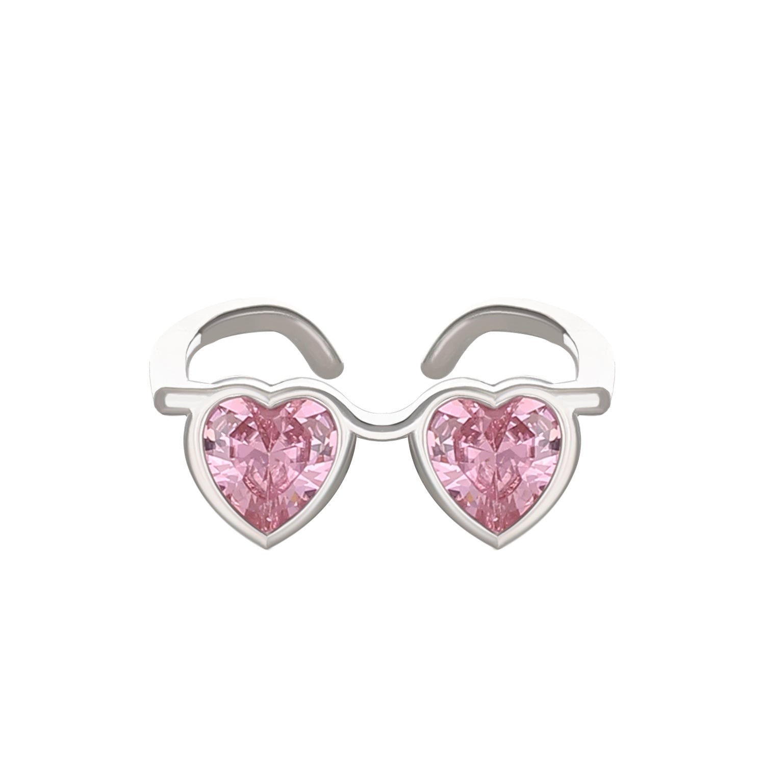 Wholesale of New Heart-shaped Zircon Glasses Alloy Rings