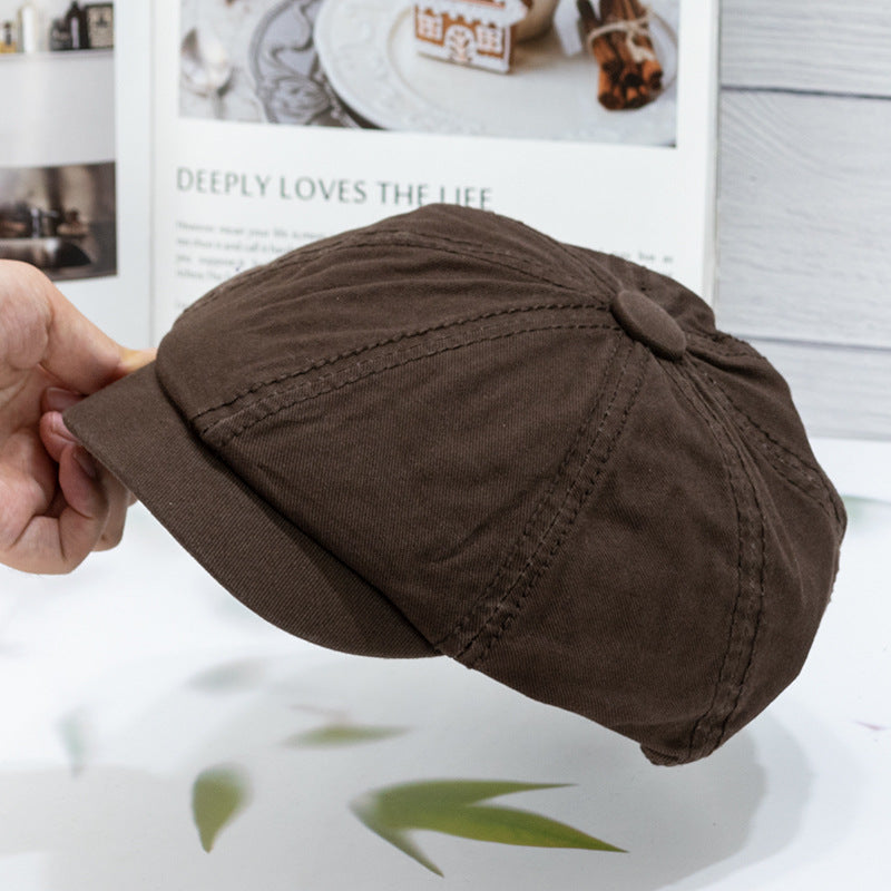 Wholesale All-match Light Plate Solid Color Forward Hat British Painter Hat Newsboy Hat Fashion