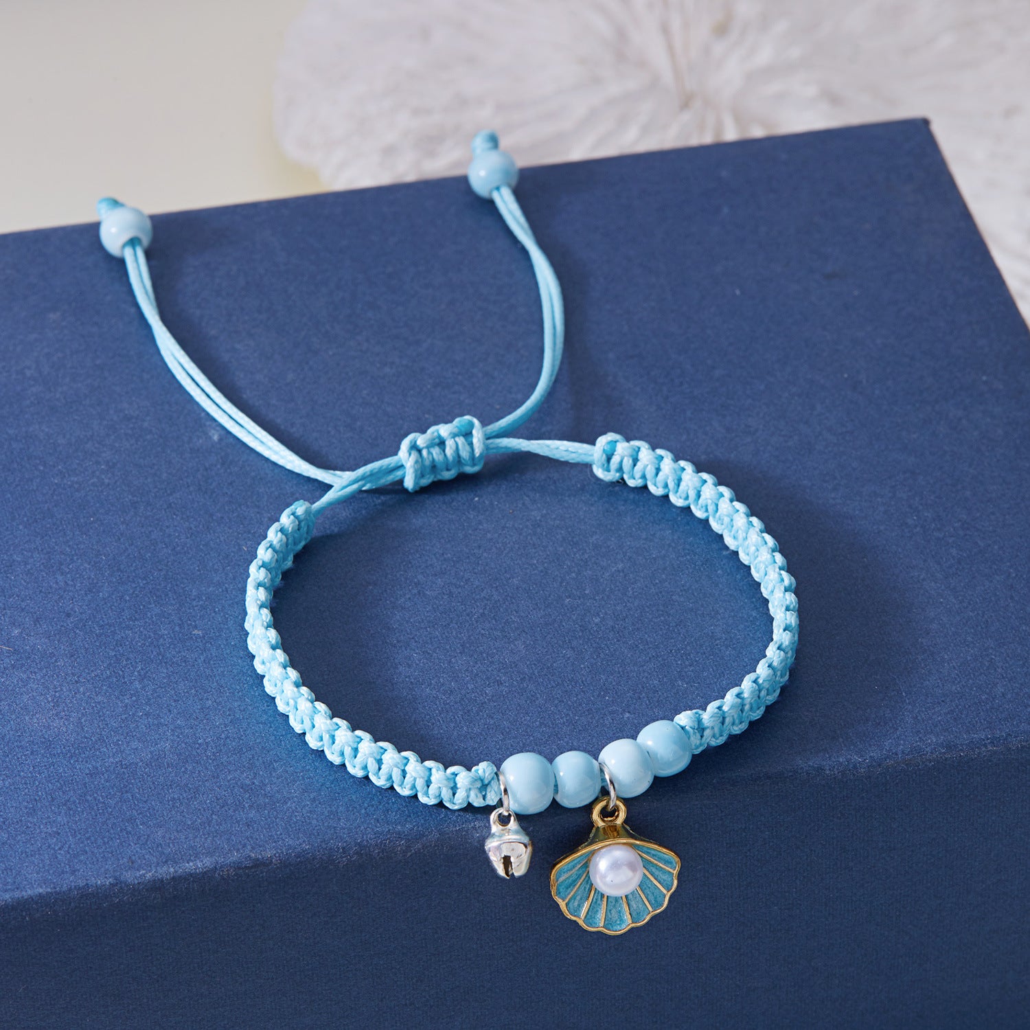 Wholesale Oil-Dripping Starfish Ceramic Bead Bell Braided Bracelet