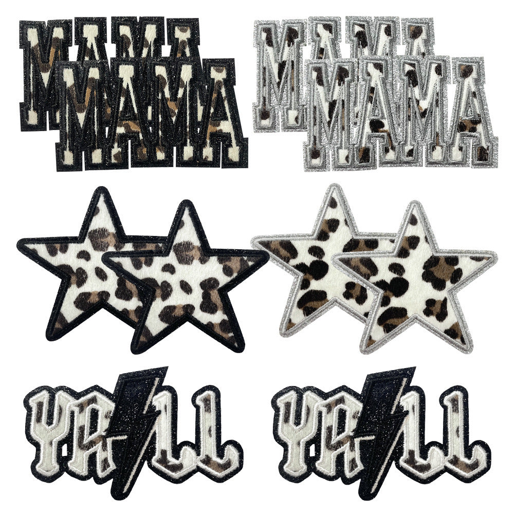 Wholesale Leopard Print MAMA Iron On Embroidered Patch DIY Fashion Accessory For Hats Bags Clothing Gift Boutique