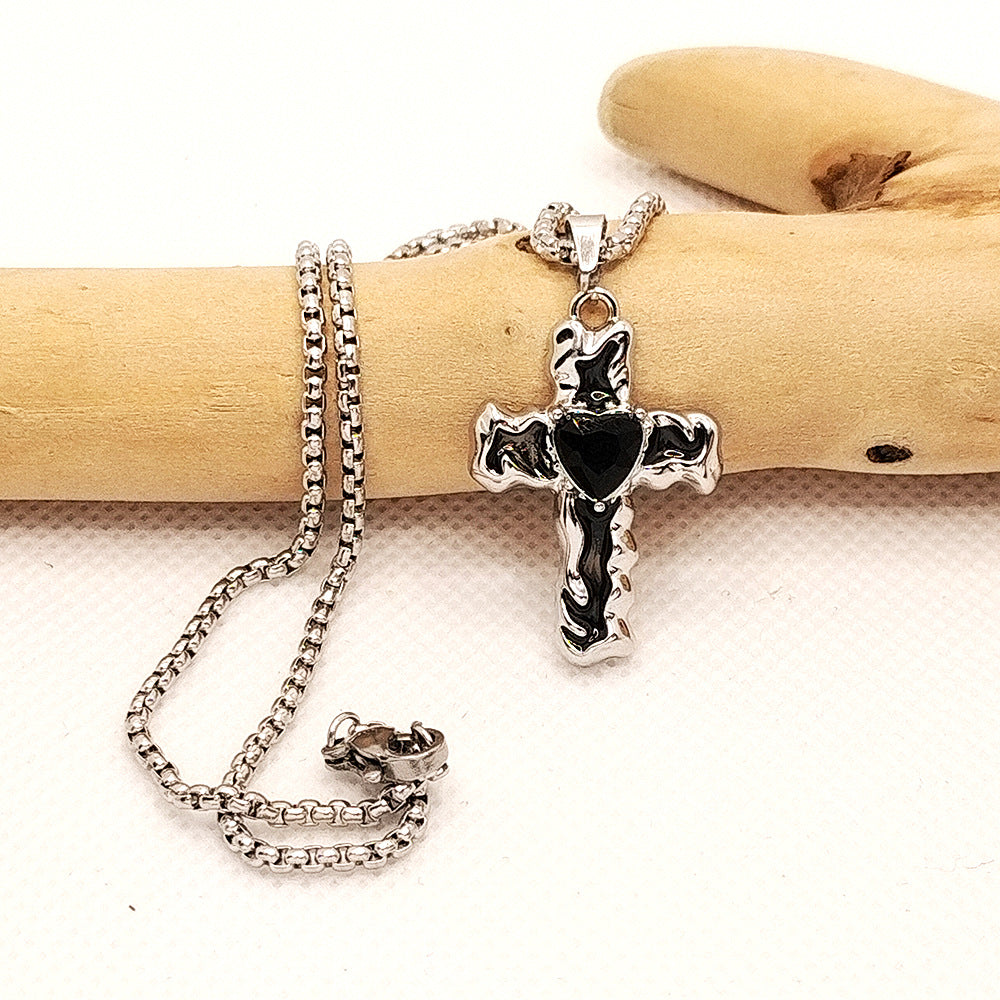 Wholesale Diamond Oil Dripping Cross Necklace